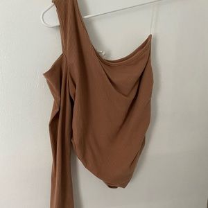 Tan One Shoulder top Size L